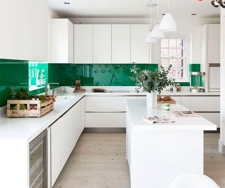 peinture pour cuisine blanche dosseret vert laquee meuble bas moderne