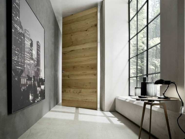 portes pivotantes interieur design bois deco couloir entree
