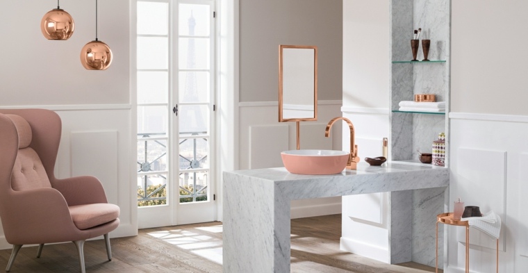 quelle couleur pour une salle de bain moderne luminaire suspension marbre