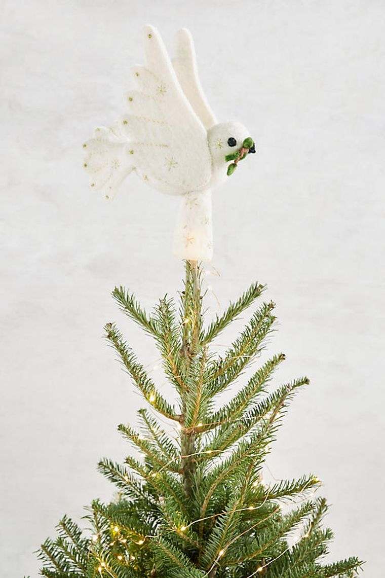 sommets sapin blanc decoration tissu diy arbre de noel