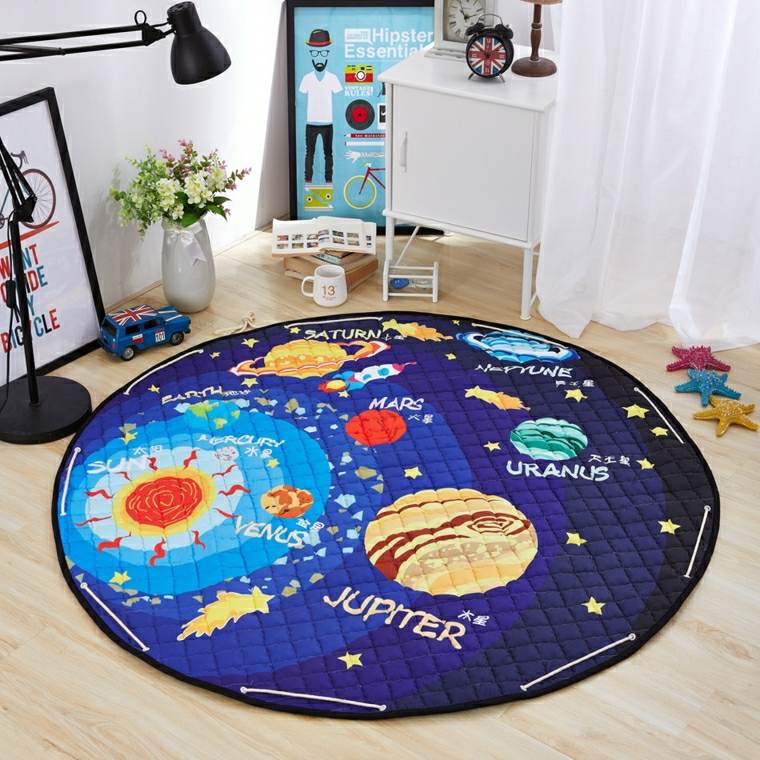 tapis chambre enfant carte céleste planètes constellations