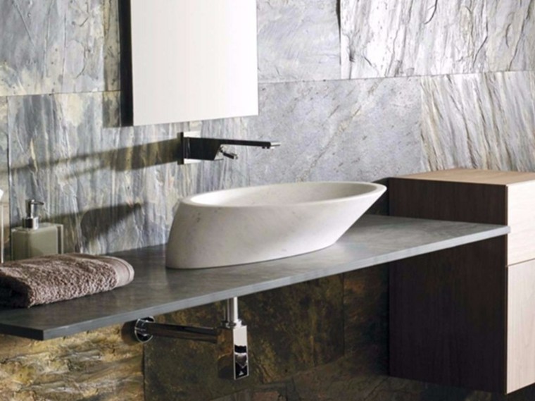salle de bain design moderne idée vasque pierre naturelle plan travail