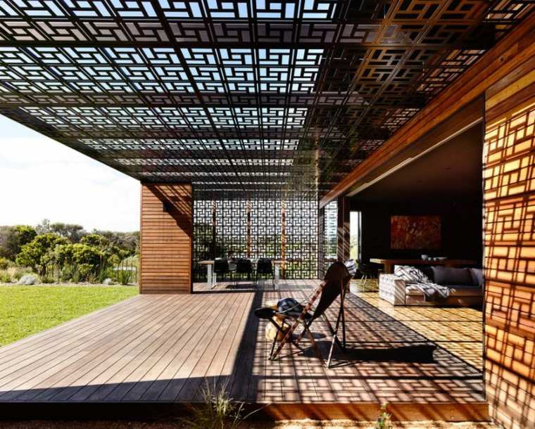 brise vue design metal haie de terrasse occultant maison amenagement terrasse bois