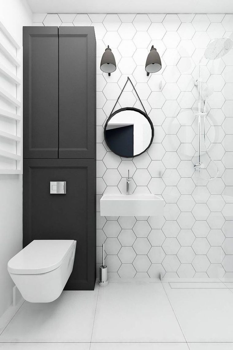 carreaux hexagone blanc deco wc toilettes modernes