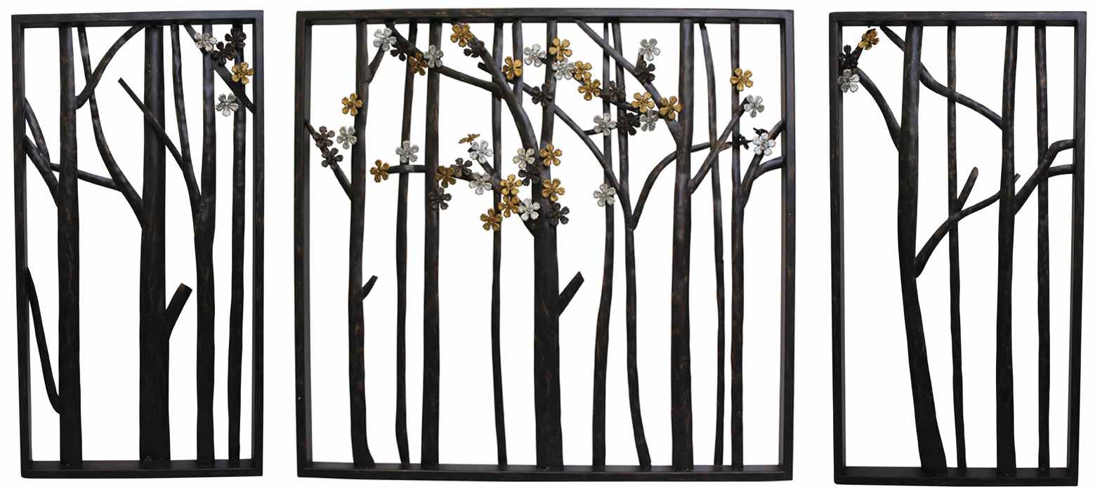 deco murale en metal arbre et fleurs