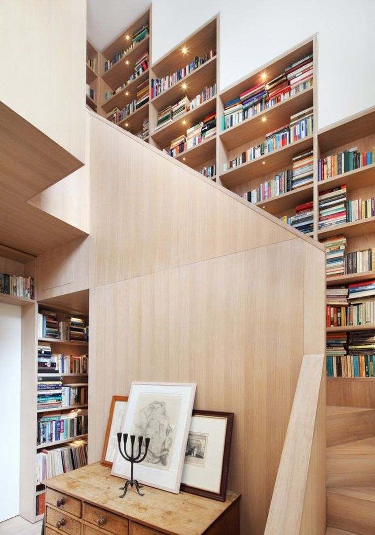 idee de deco bibliotheque escaliers eclairage luminaire led lumineuse