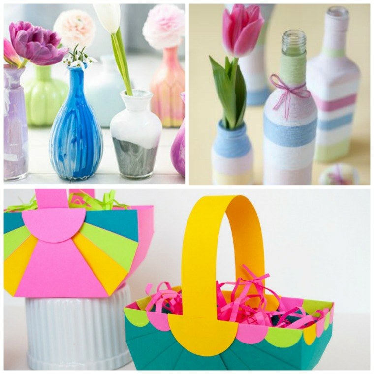 images de pâques vases peints paniers papier couleurs vives
