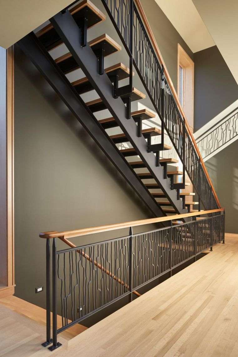rambarde escalier fer forge main courante bois-escalier contemporain design interieur