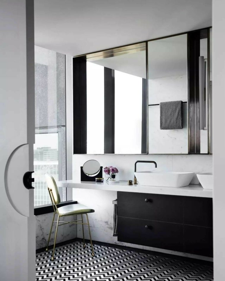 rangement meuble double vasque idee deco salle de bain carrelage tendance