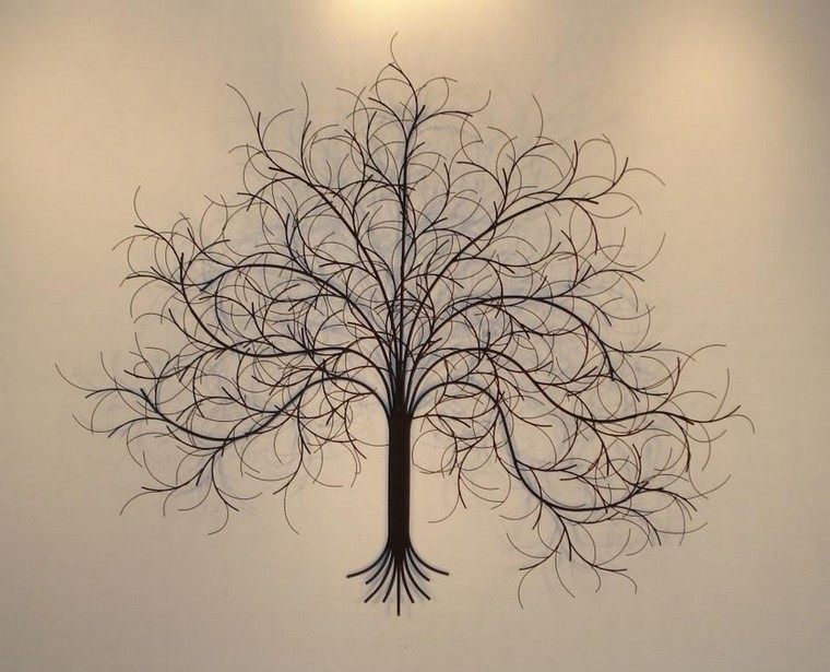 arbre déco idée fer rouillé espace décorer mur idée