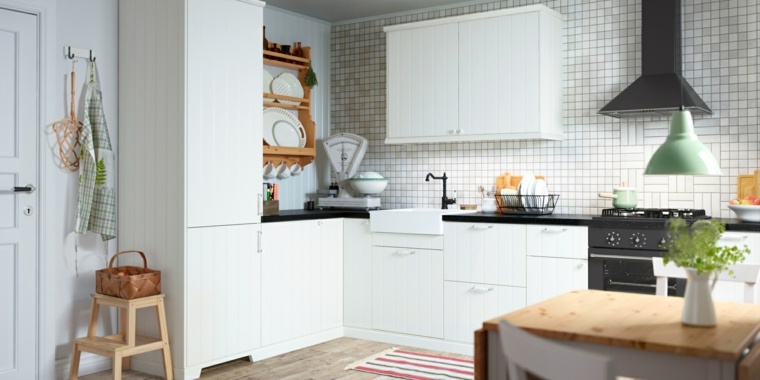 credence-cuisine-moderne-mosaique-meuble-blanc-deco-rustique-moderne