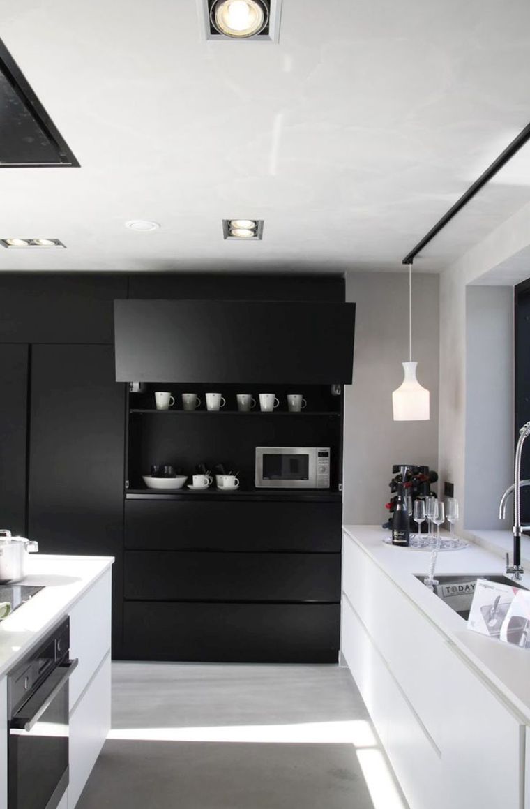 deco-style-masculin-cuisine-blanche-et-noire-meuble-moderne-idee