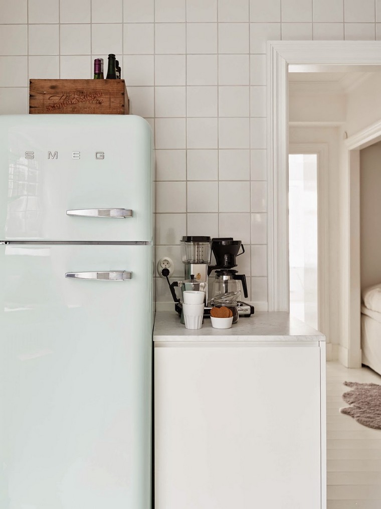 cuisine vintage frigo idée intérieur espace rétro aménager