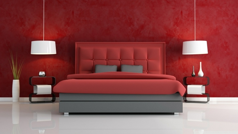 lit moderne pluche rouge gris