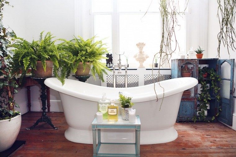 salle de bain moderne baignoire idée plante pot diy table basse intérieur moderne déco