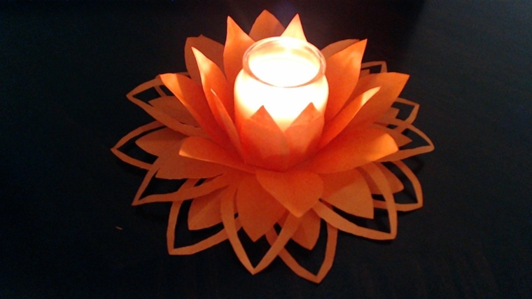 origami lampe abat jour orange lumiere