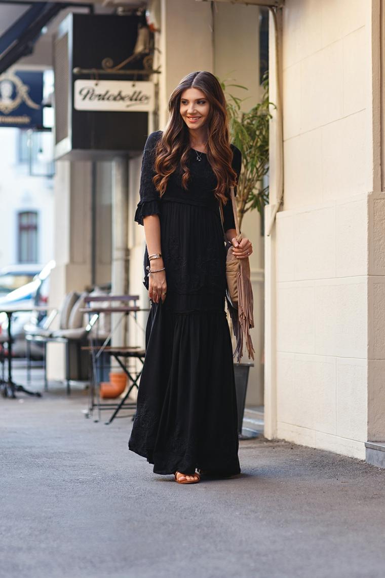 hippie chic style boheme robes vetements femme robe noire