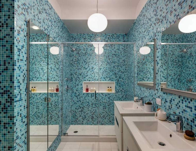 salle de bain marocaine bleu spacieuse deux lavabos