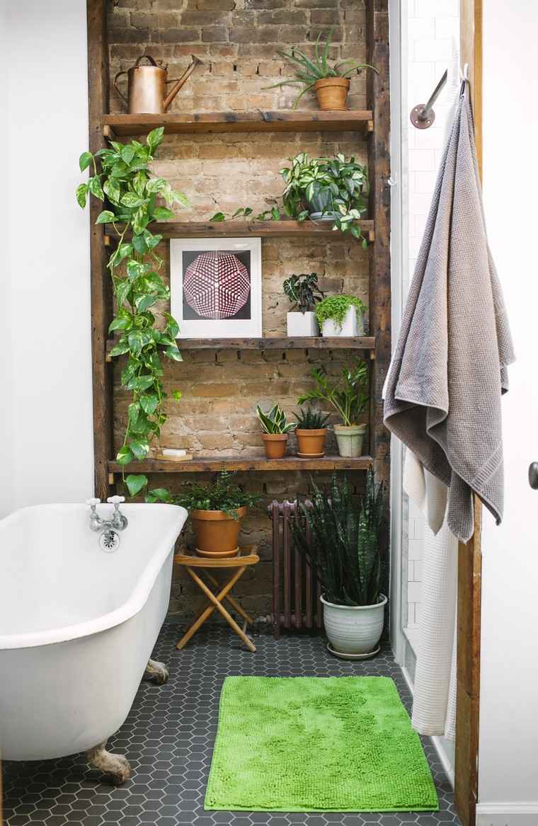 salle de bain déco idée intérieur plantes intérieur déco salle de bain baignoire