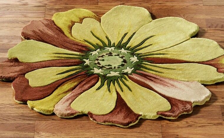 tapis fleur rouge jaune vert cuisine design resized