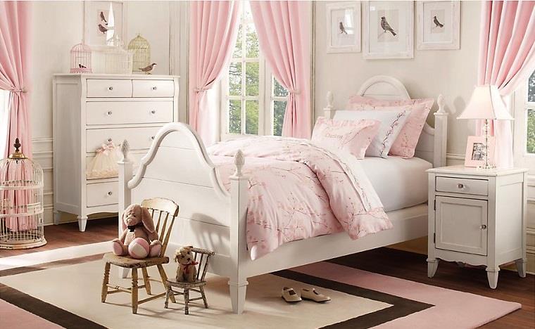 rangement chambre fille rose-commode