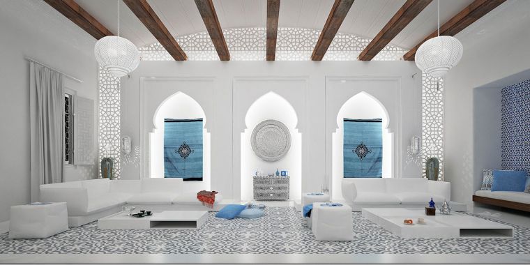 salon-marocain-moderne-decoration-blanc-motif-moucharabieh