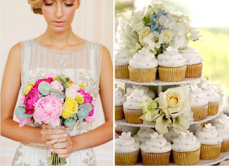 décoration mariage été fleurs-cupcakes-roses