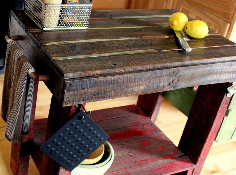 palette bois cuisine îlot idée diy fabriquer meuble palette