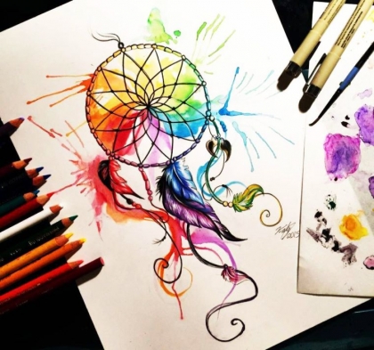 attrape rêve dessin couleurs-tutoriel-peinture