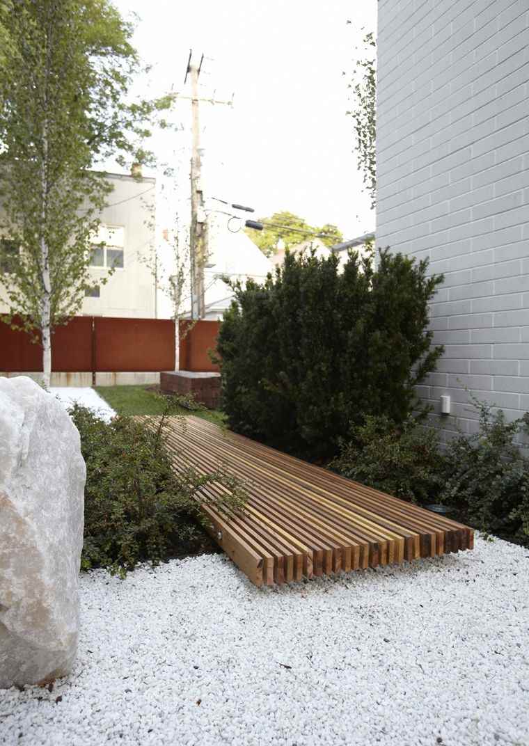 idée bordure jardin moderne-cailloux-bois
