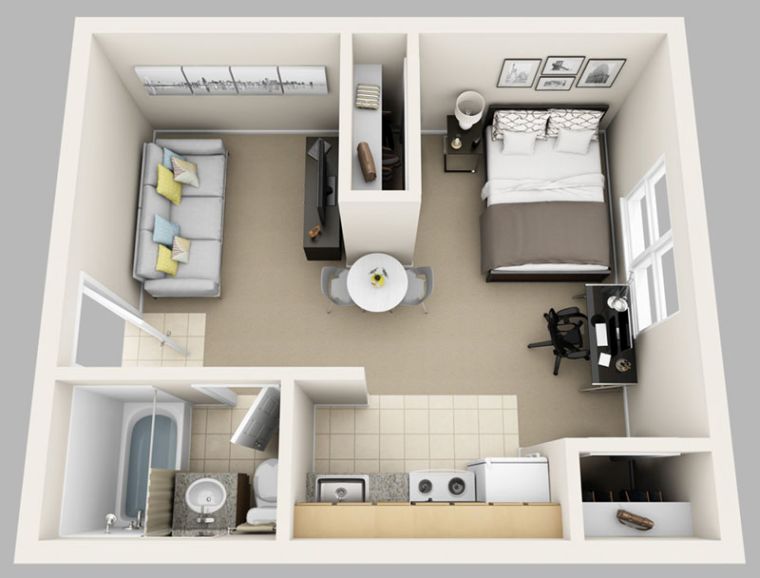 plan appartement petit-studio-cloison-idee