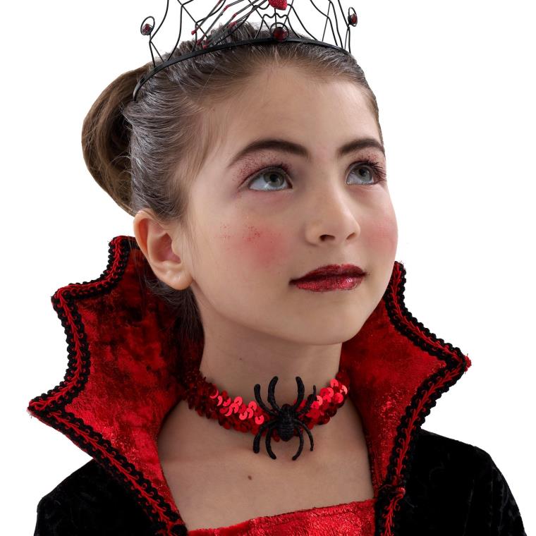 Maquillage Halloween enfant araignee-vampire-couronne-rouge