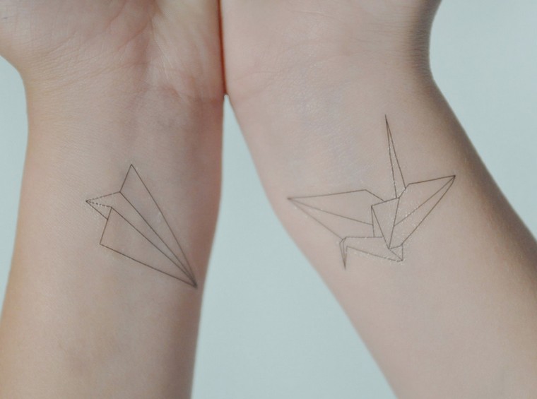 tatouage éphémère origami idée tatouage temporaire 