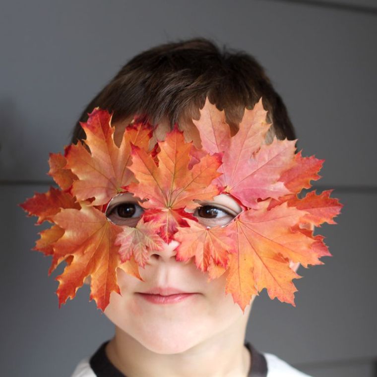 activité manuelle sur l'automne masque-domino-enfant