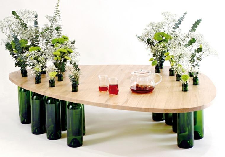 bricolage avec objets de récupération bouteilles-de-vin-table-basse-idee