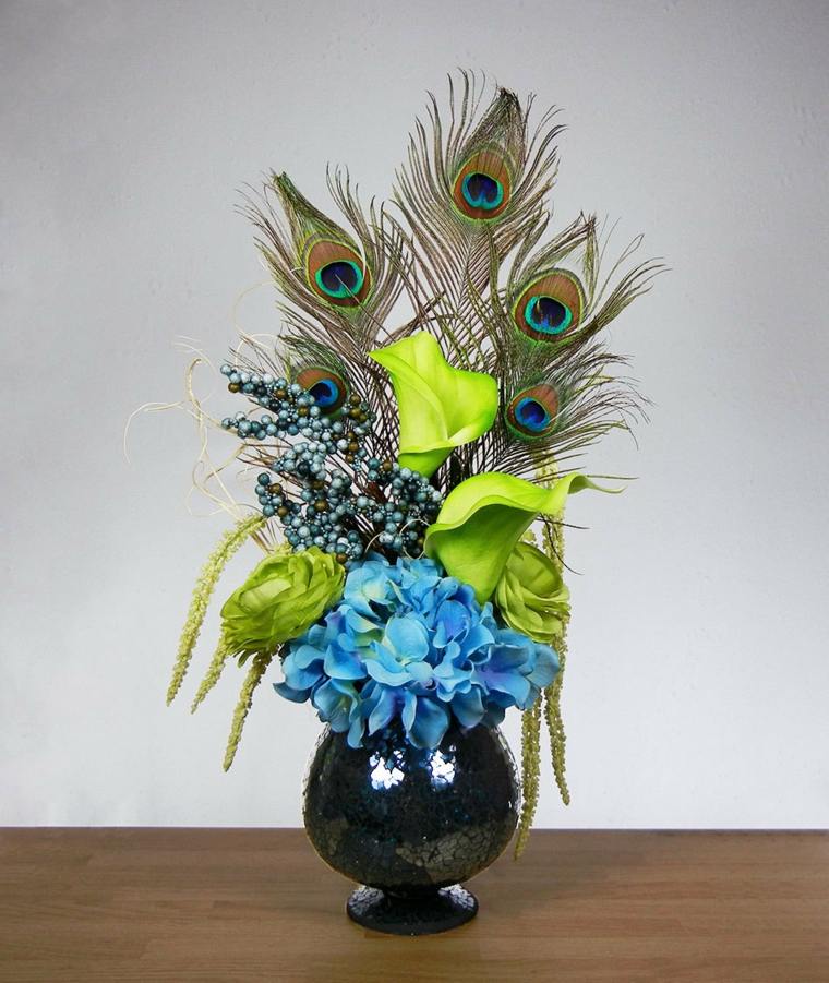 décoration bleu canard vase-bouquet