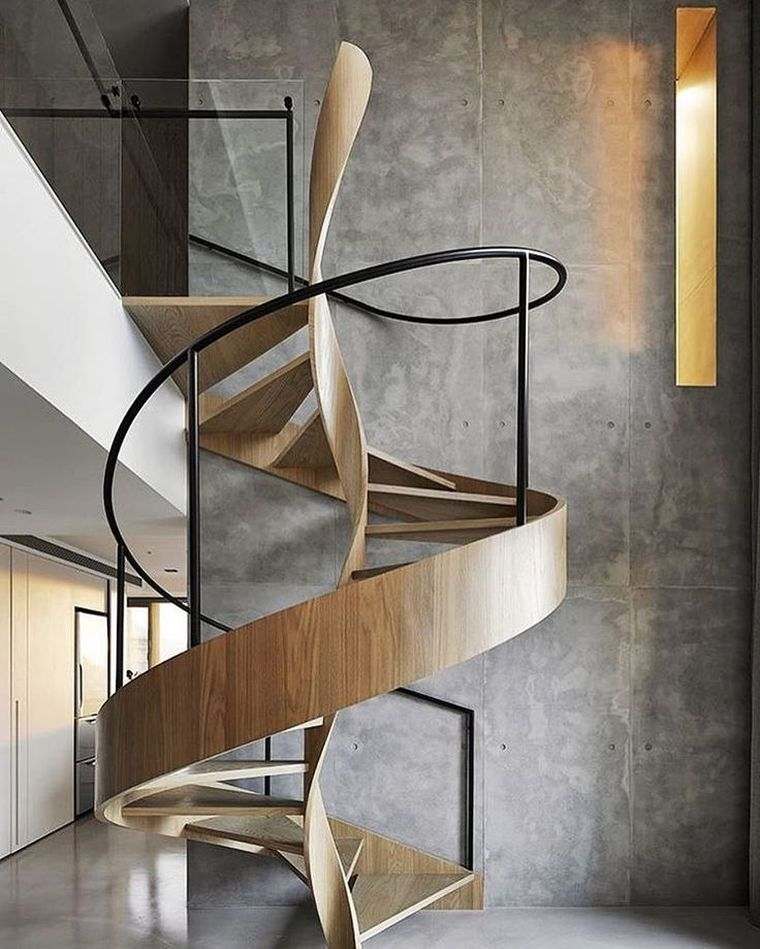 rampe escalier bois-metal-colimacon