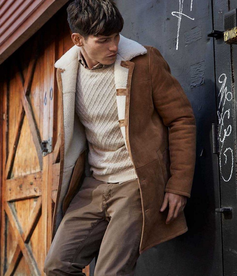 tenue homme look tendance veste cuir manteau design