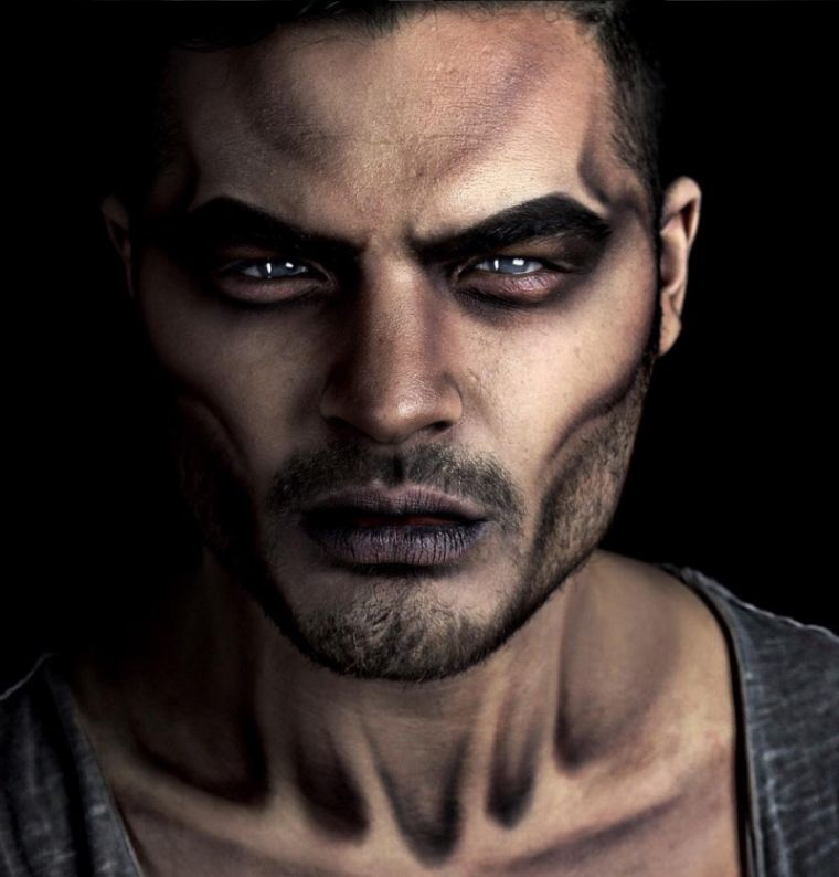 maquillage halloween homme facile demon-noir-et-blanc