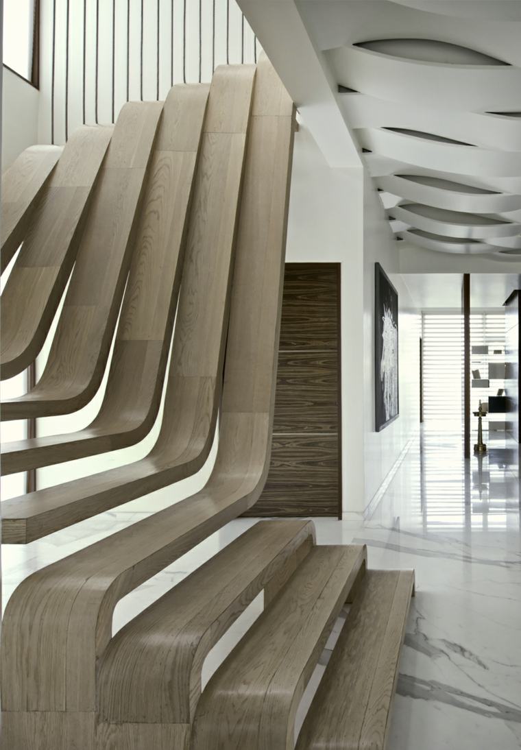 rampe escalier intérieur marbre-design-futuriste