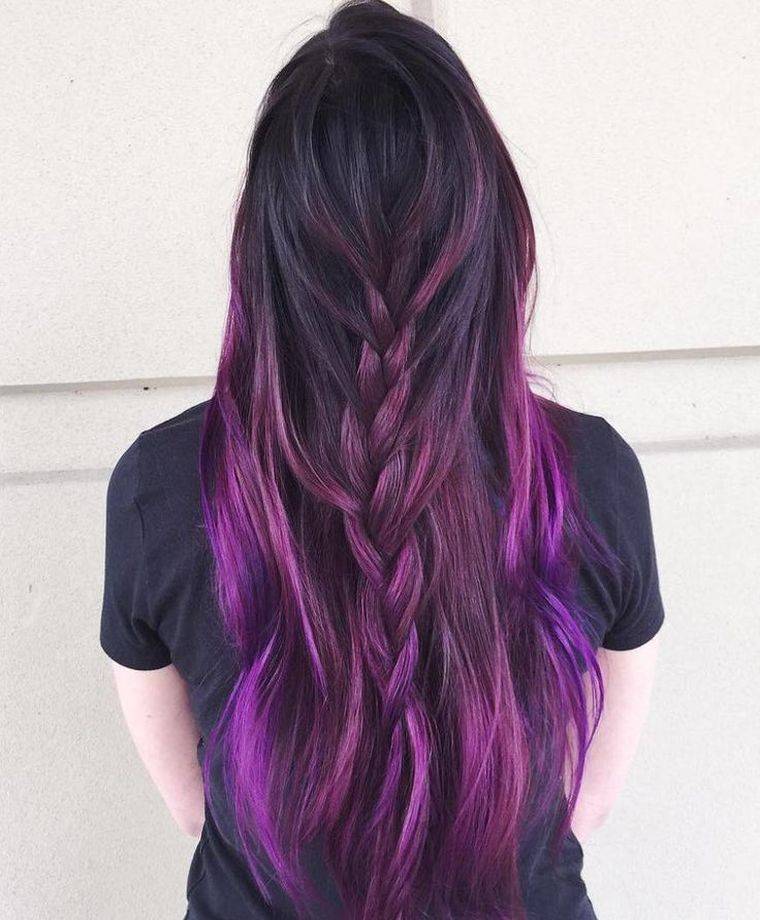 couleur balayage cheuveux-nuance-violet-idee