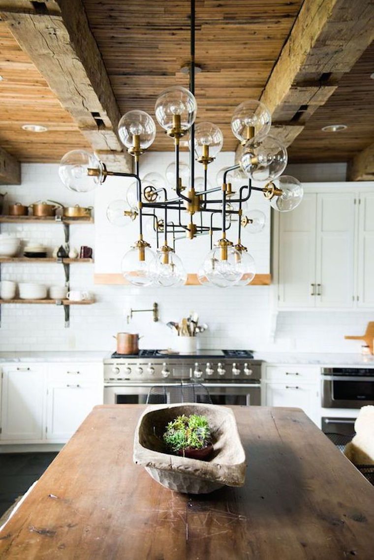 cuisine-campagne-deco-moderne-table-rustique-bois