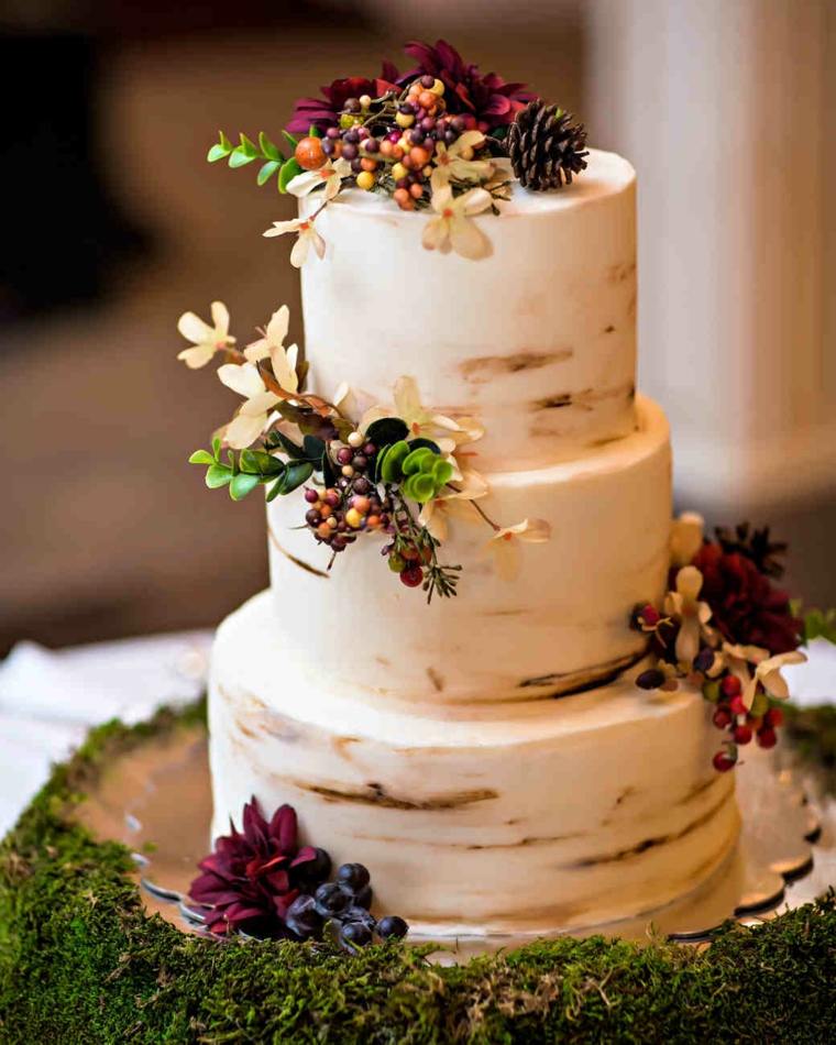 gâteau de mariage automne-tronc-bouleau