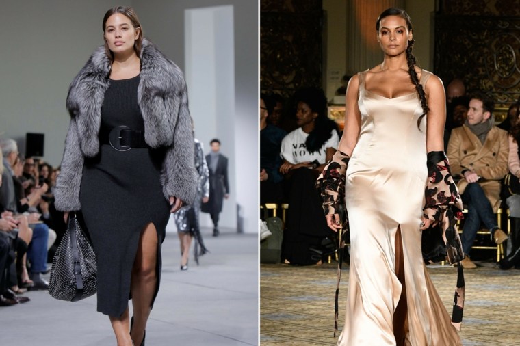 grande taille femme fashion-week-new-york-robe-satin-robe-noire-fourure
