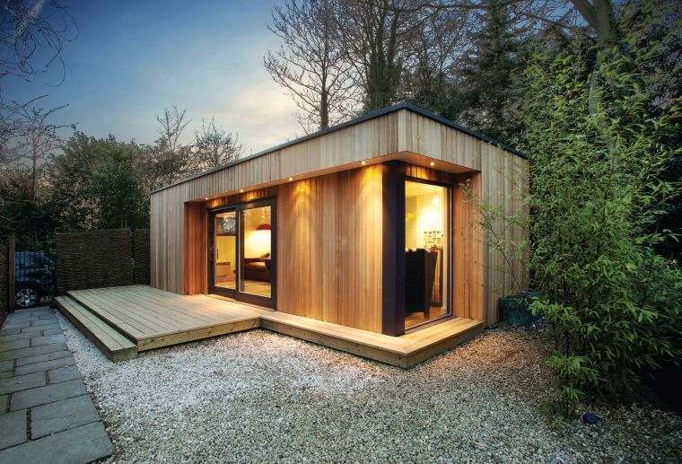 maison jardin bois-toit-plat-cabane-moderne-idee-amenagement-bureau