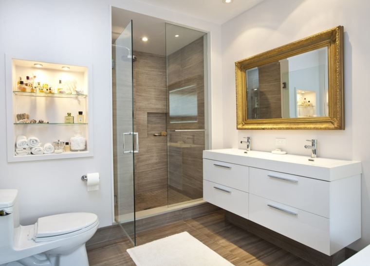meuble salle de bain ikea blanc-sous-large-miroir-deux-lavabos
