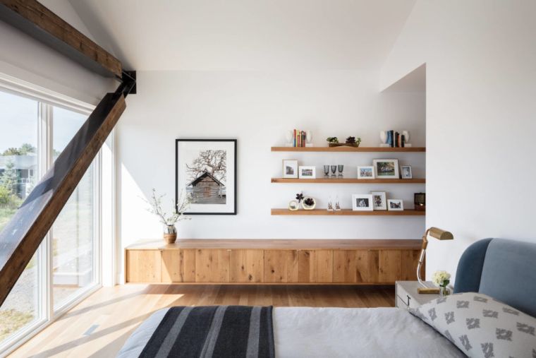 deco-bois-chambre-moderne-peinture-murale-blanche-meuble-suspendu
