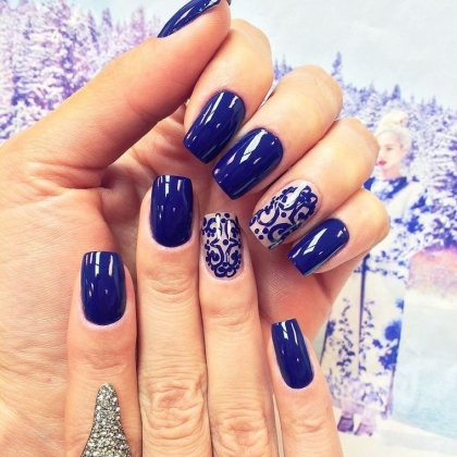 déco ongles noël bleu-argent-idees