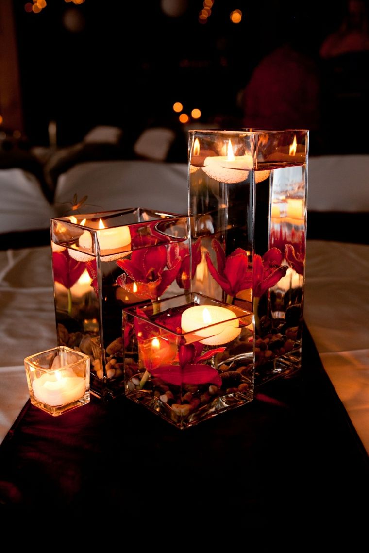 décoration de table de noël bougies-flottantes