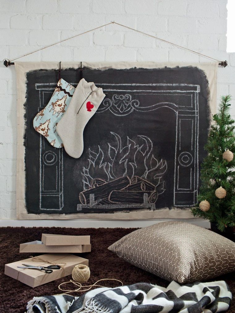 diy-deco-pour-noel-facile-cheminee-ardoise-noire